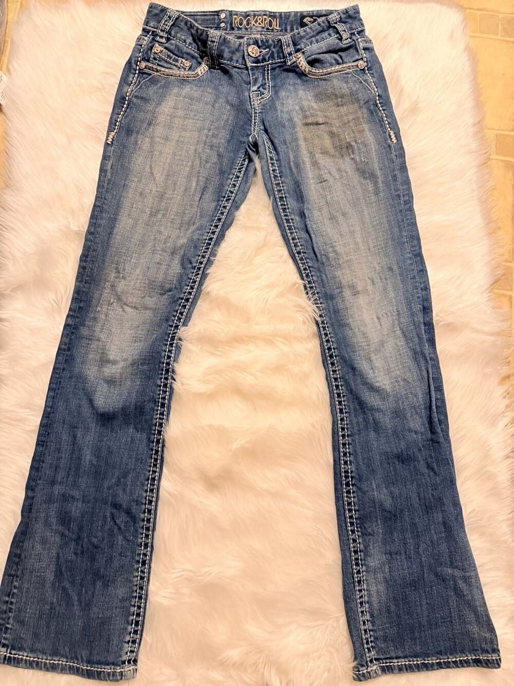 Rock & Roll Denim Women's Original Low Rise Bootcut Jeans Size 27x34
